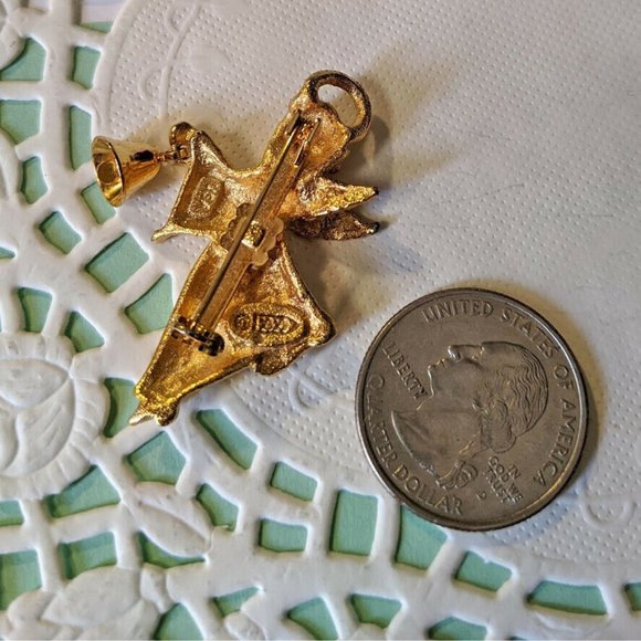 3 For 20 VTG RR Roman Inc Gold Tone Angel Bell Brooch Pin - Picture 2 of 5